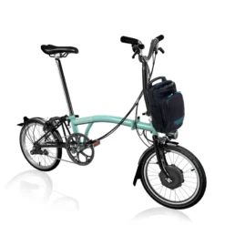 Brompton Electric C Line Explore 2024 Folding Bike Mid Bar Turkish Green